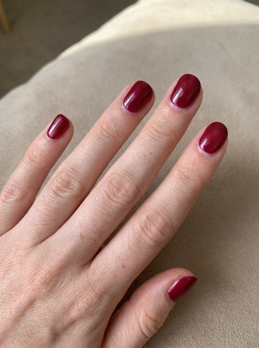 Deep Cherry Short Nails als September Nägel kurz Inspiration 2026